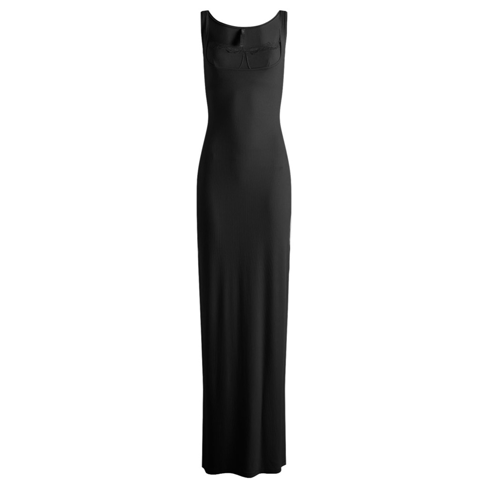 SKIMS RARE! Soft Lounge Long Lace Tank Dress with Bralette - Picture 3 of 11